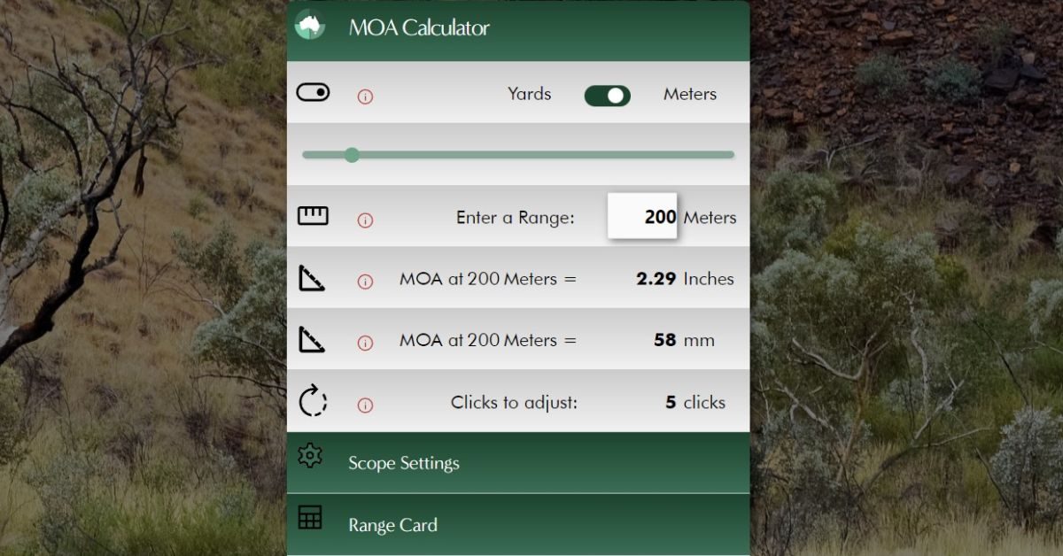 MOA Calculator with Range Card